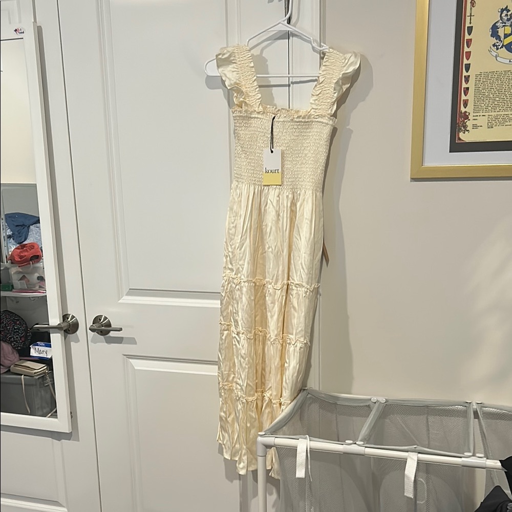 Cream Sleeveless Midi Sundress